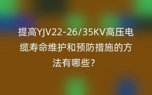 提高YJV22-26/35KV高压电缆寿命维护和预防措施的方法有哪些？(图1)