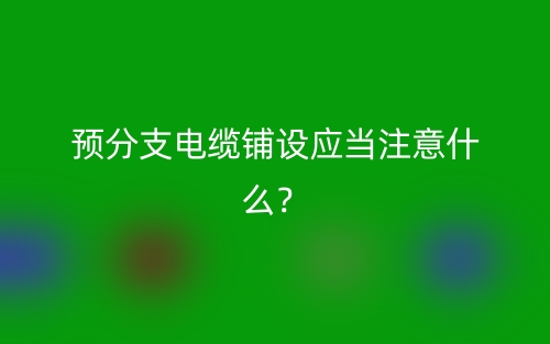预分支电缆铺设应当注意什么？(图1)