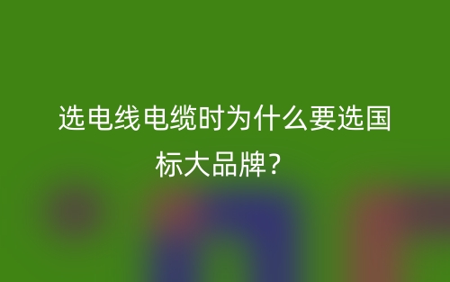 选电线电缆时为什么要选国标大品牌？(图1)