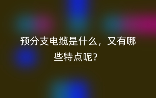 预分支电缆是什么，又有哪些特点呢？(图1)