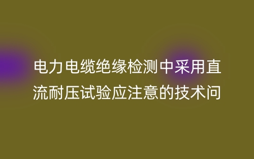 电力电缆绝缘检测中采用直流耐压试验应注意的技术问题(图1)
