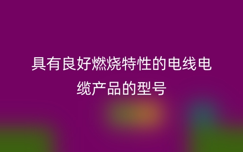 具有良好燃烧特性的电线电缆产品的型号(图1)